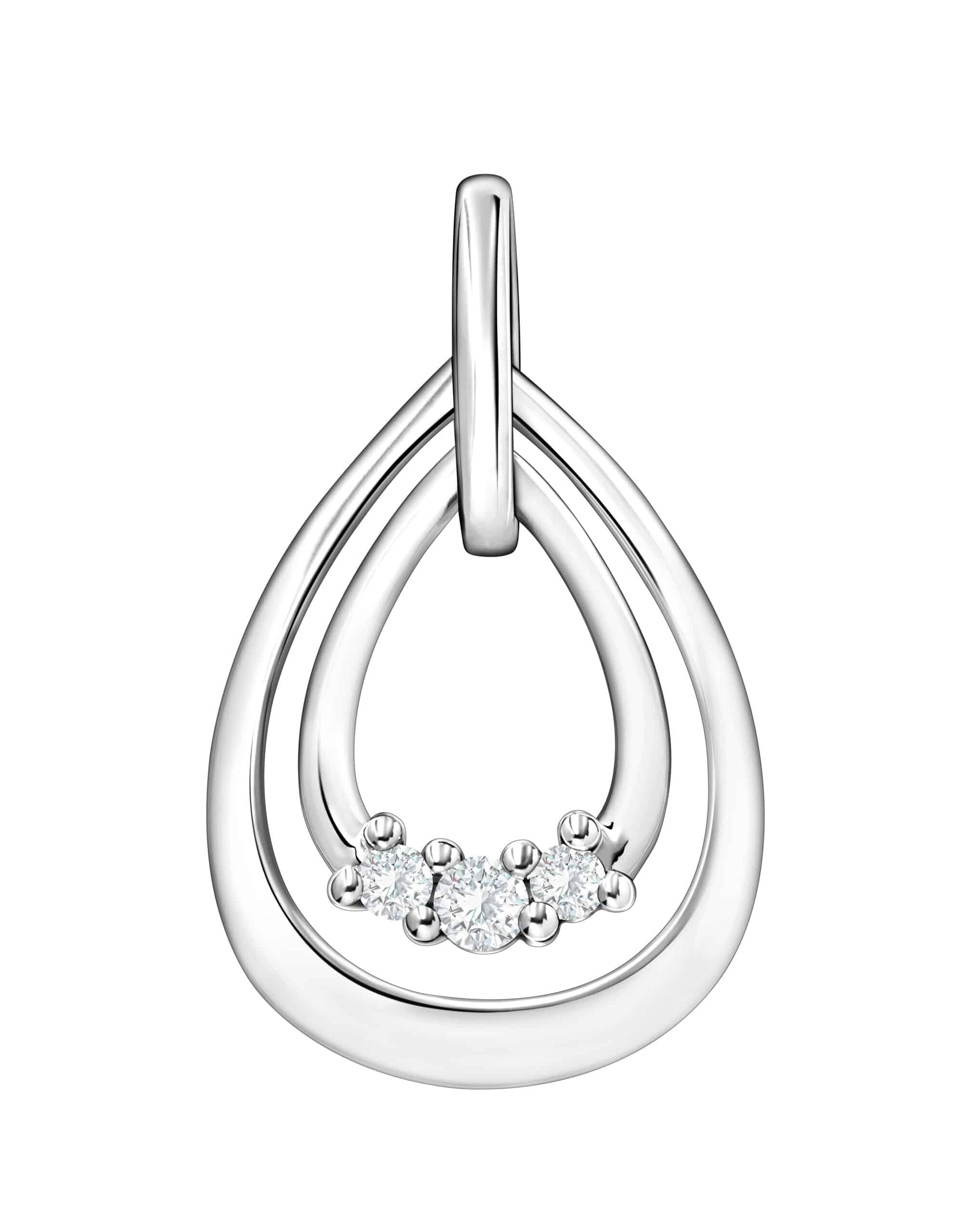 Teardrop Diamond Pendant in 14K White Gold