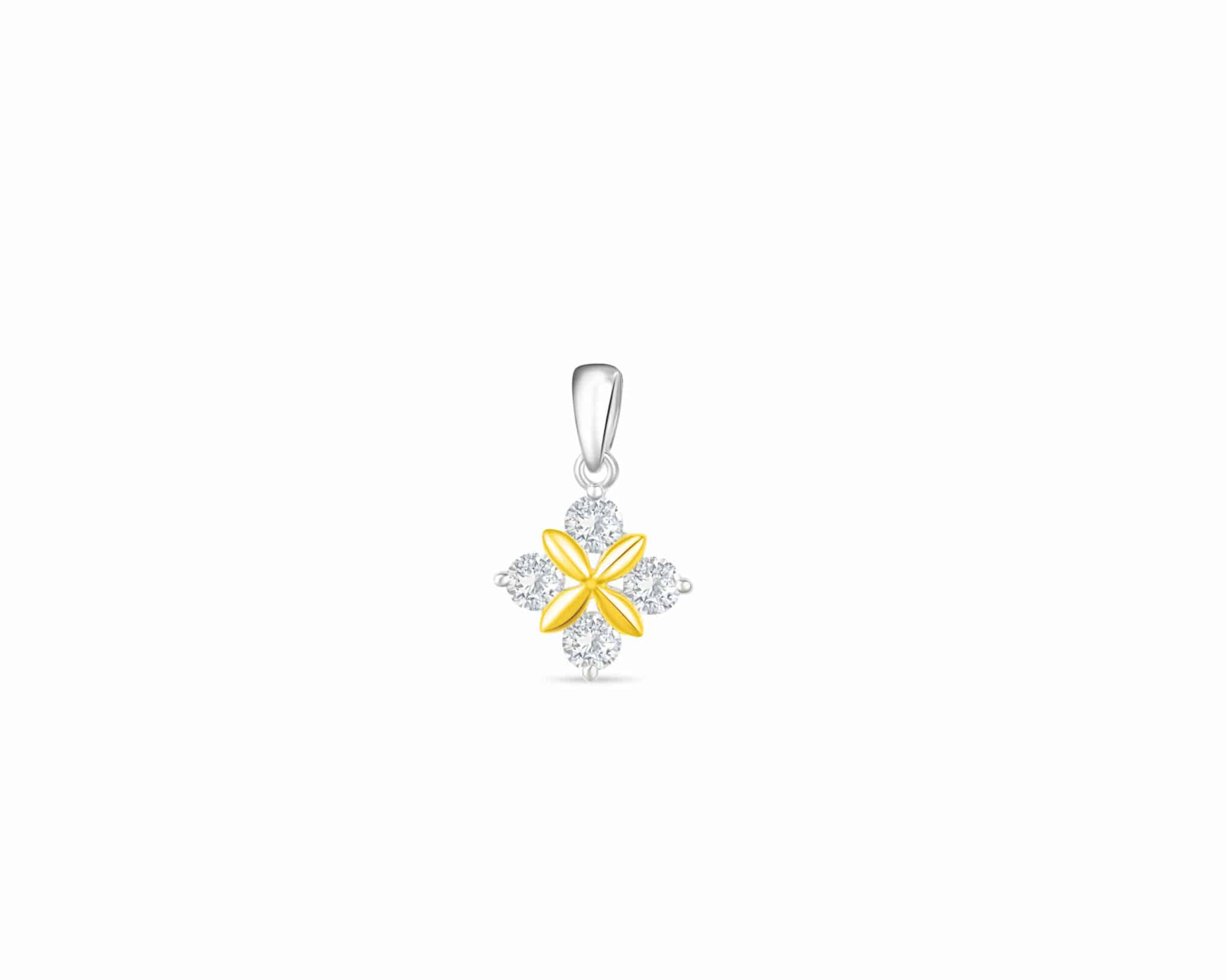 Flower Diamond Pendant in 18K Yellow Gold