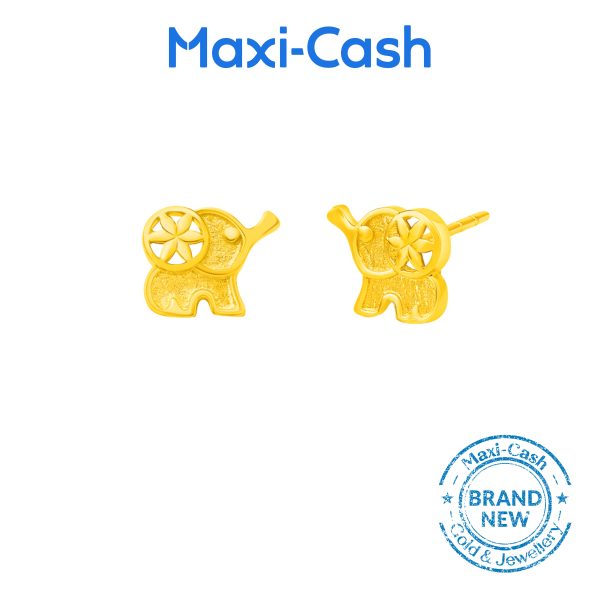 Elle the Elephant Earrings in 916 Gold