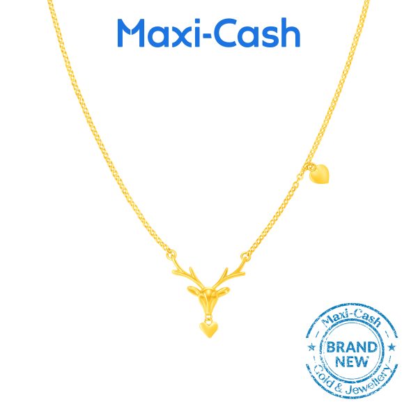 Elk Locket Necklace in 916 Gold