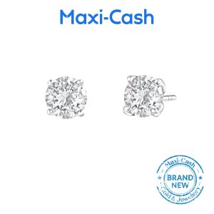 True Carat Solitaire Diamond Earrings in 18K White Gold