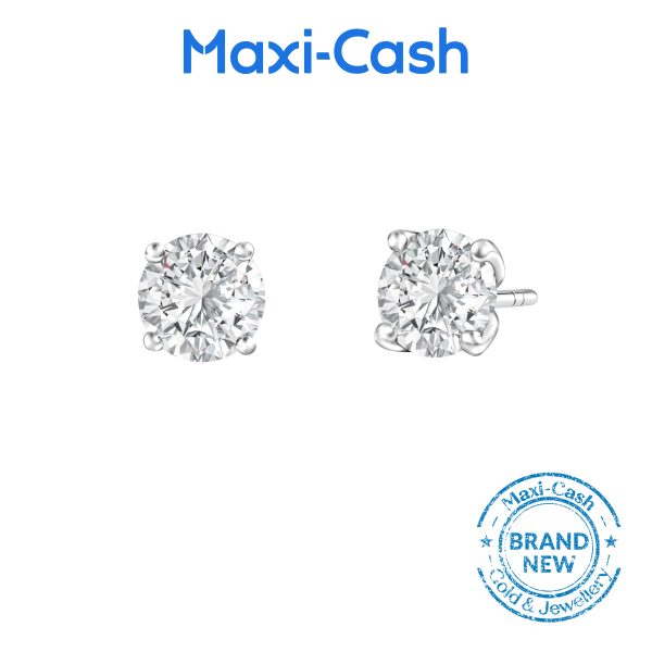 True Carat Solitaire Diamond Earrings in 18K White Gold