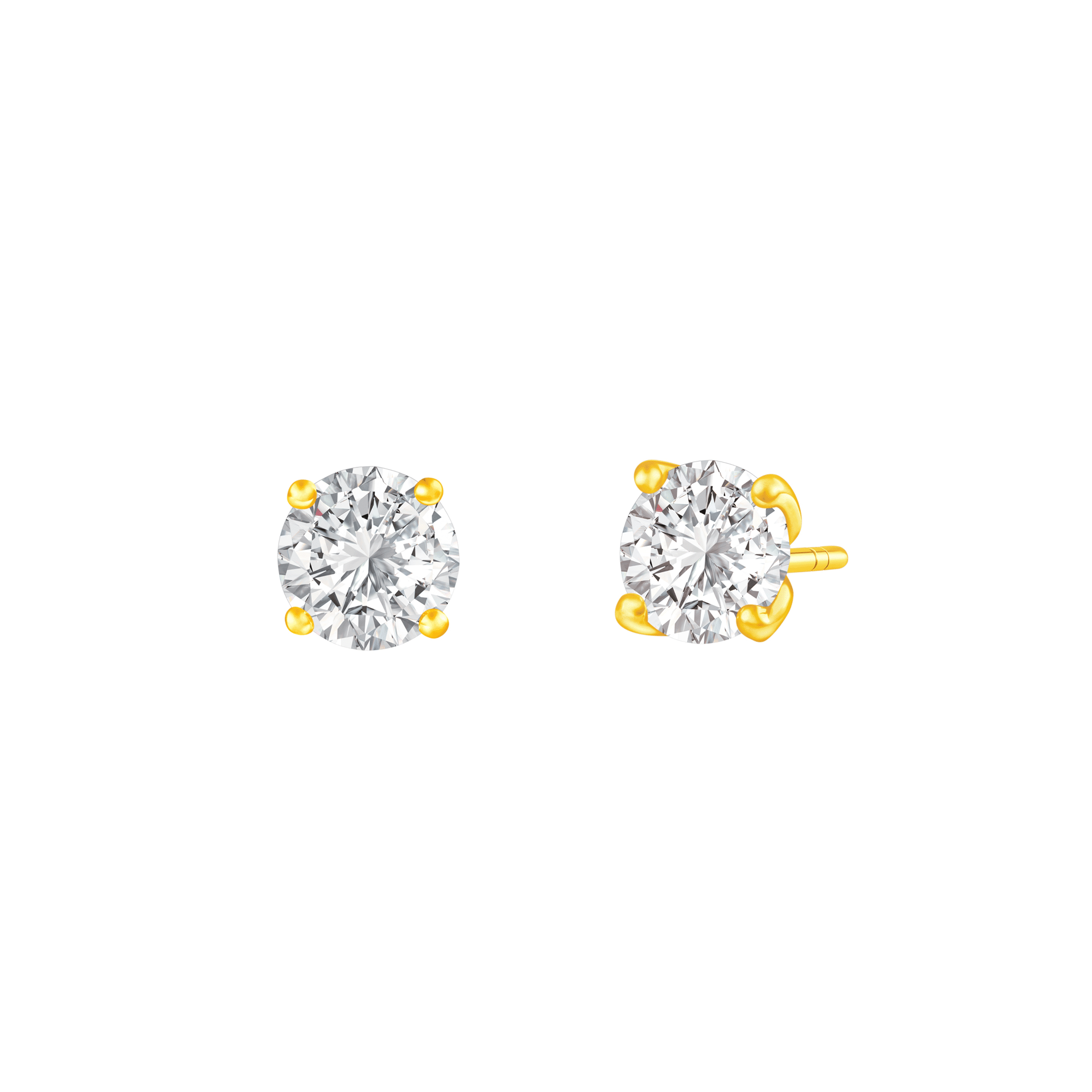 True Carat 18K Yellow Gold Solitaire Diamond Earrings