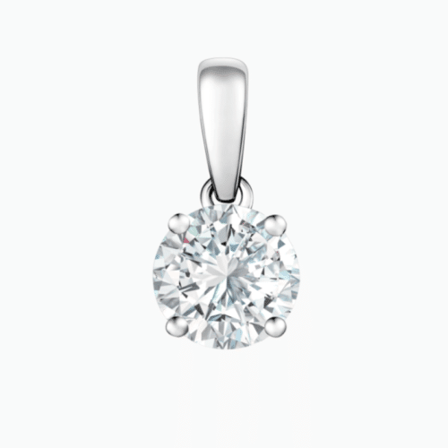 True Carat 18K White Gold Solitaire Diamond Pendant