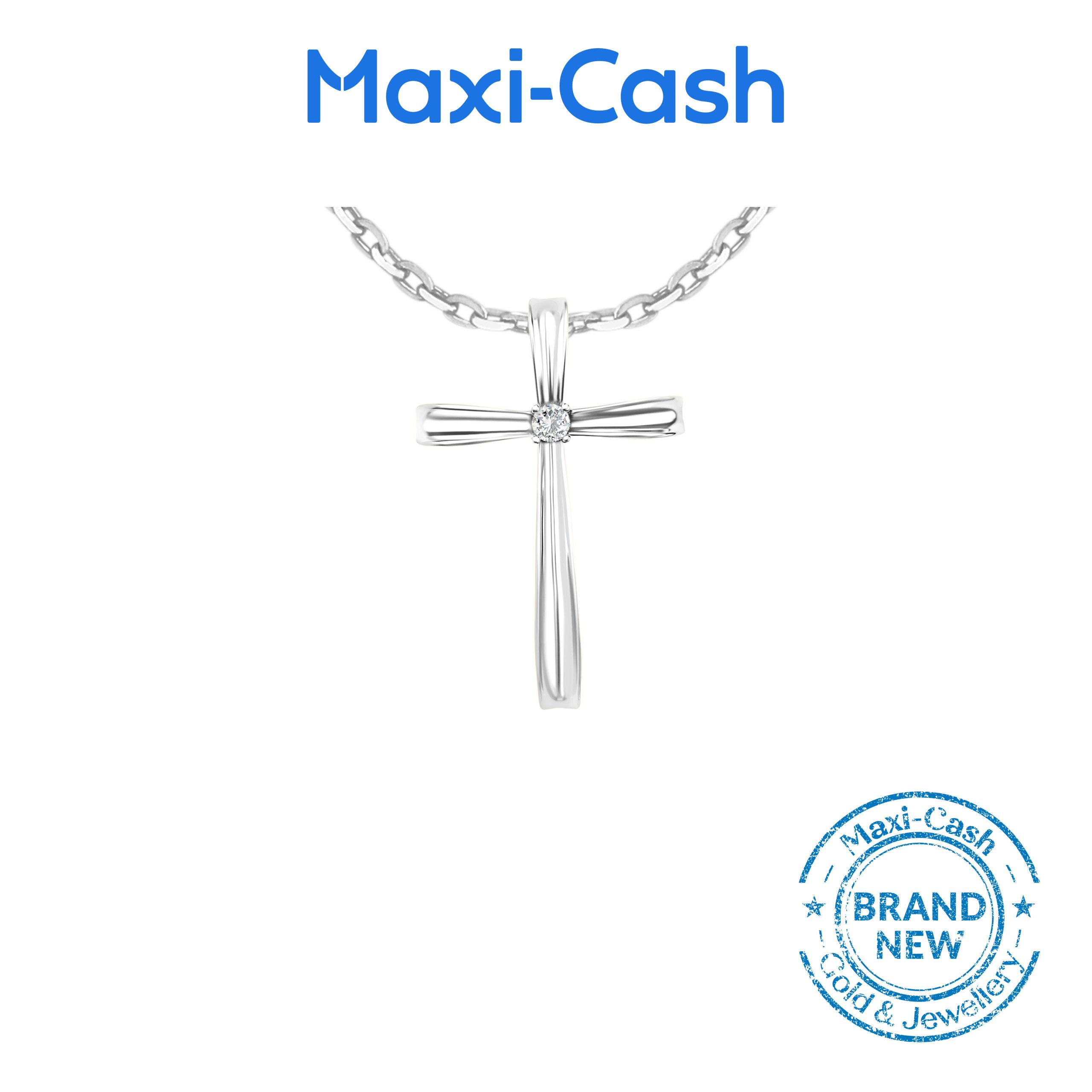 Diamond Radiant Cross Pendant in 18K White Gold