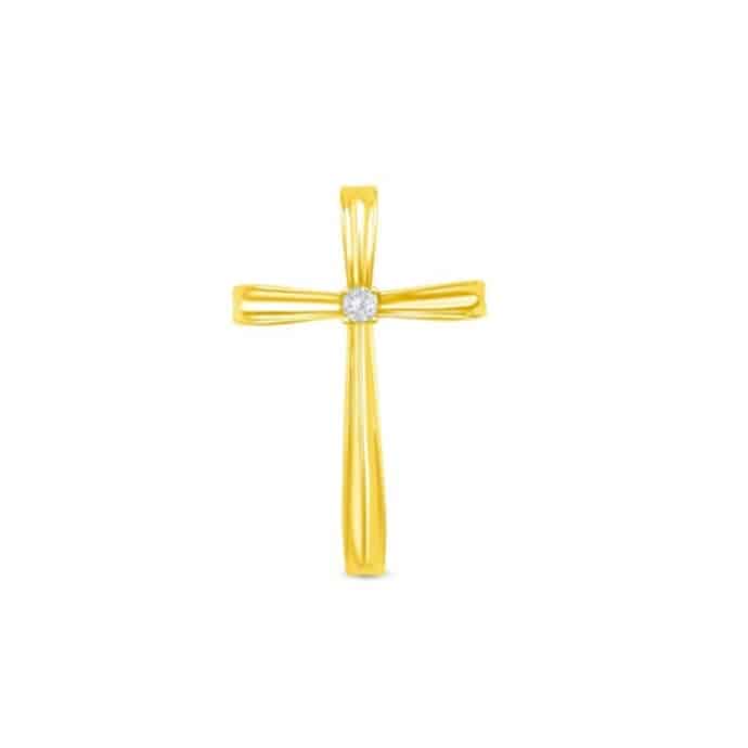 Diamond Cross Pendant in 18K Yellow Gold