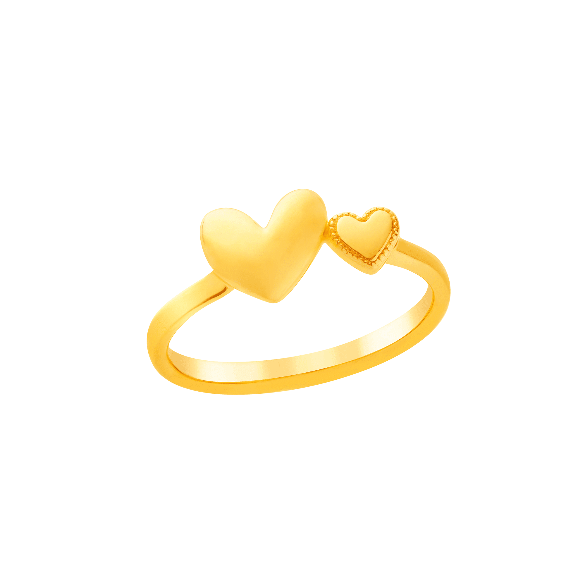 Duo Hearts Ring in 916 Gold