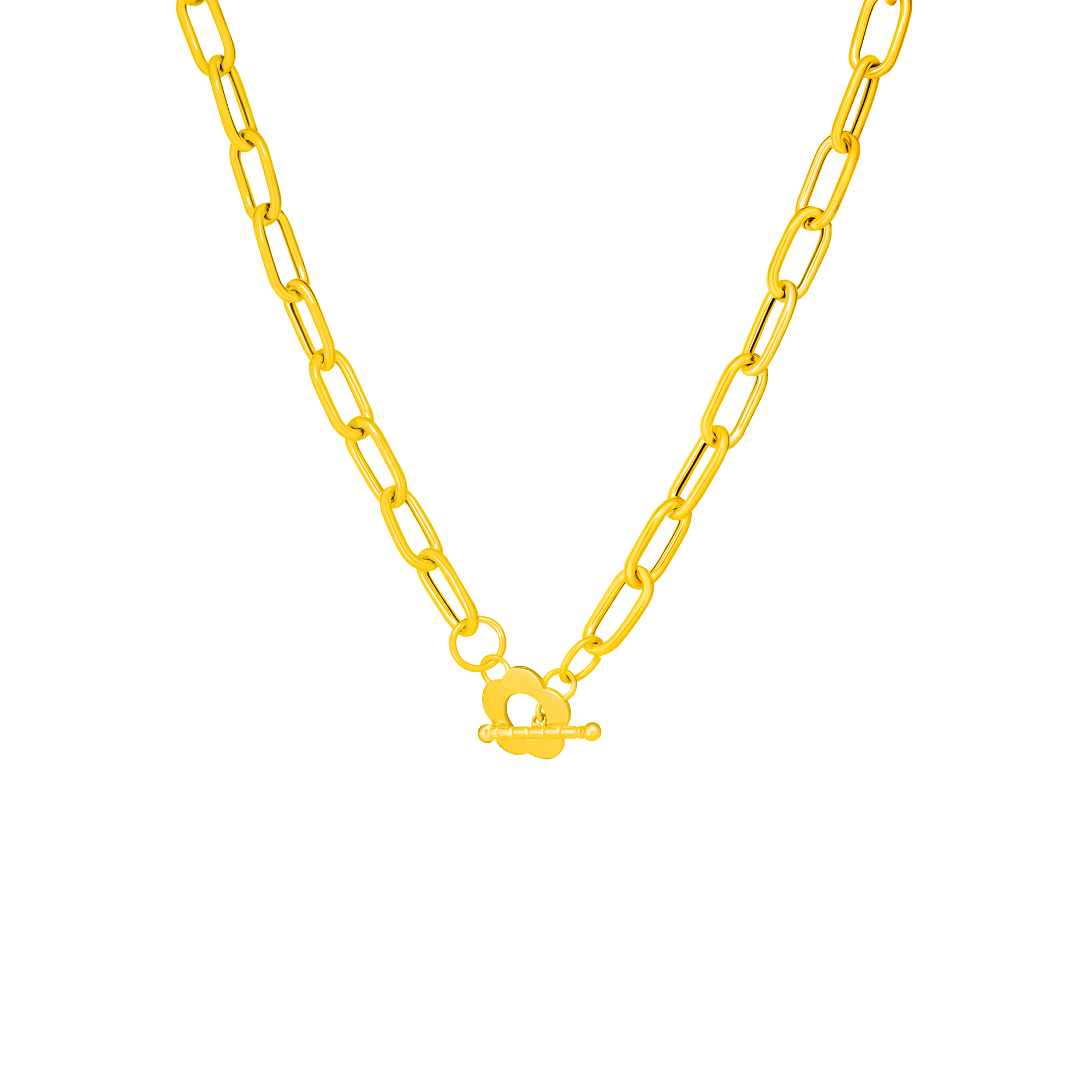 Floral Link Necklace In 916 Gold