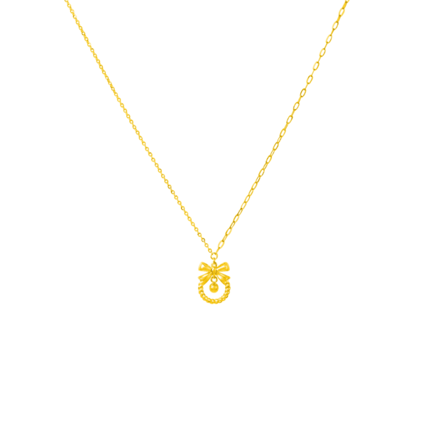 XMAS Wreath Necklace in 916 Gold