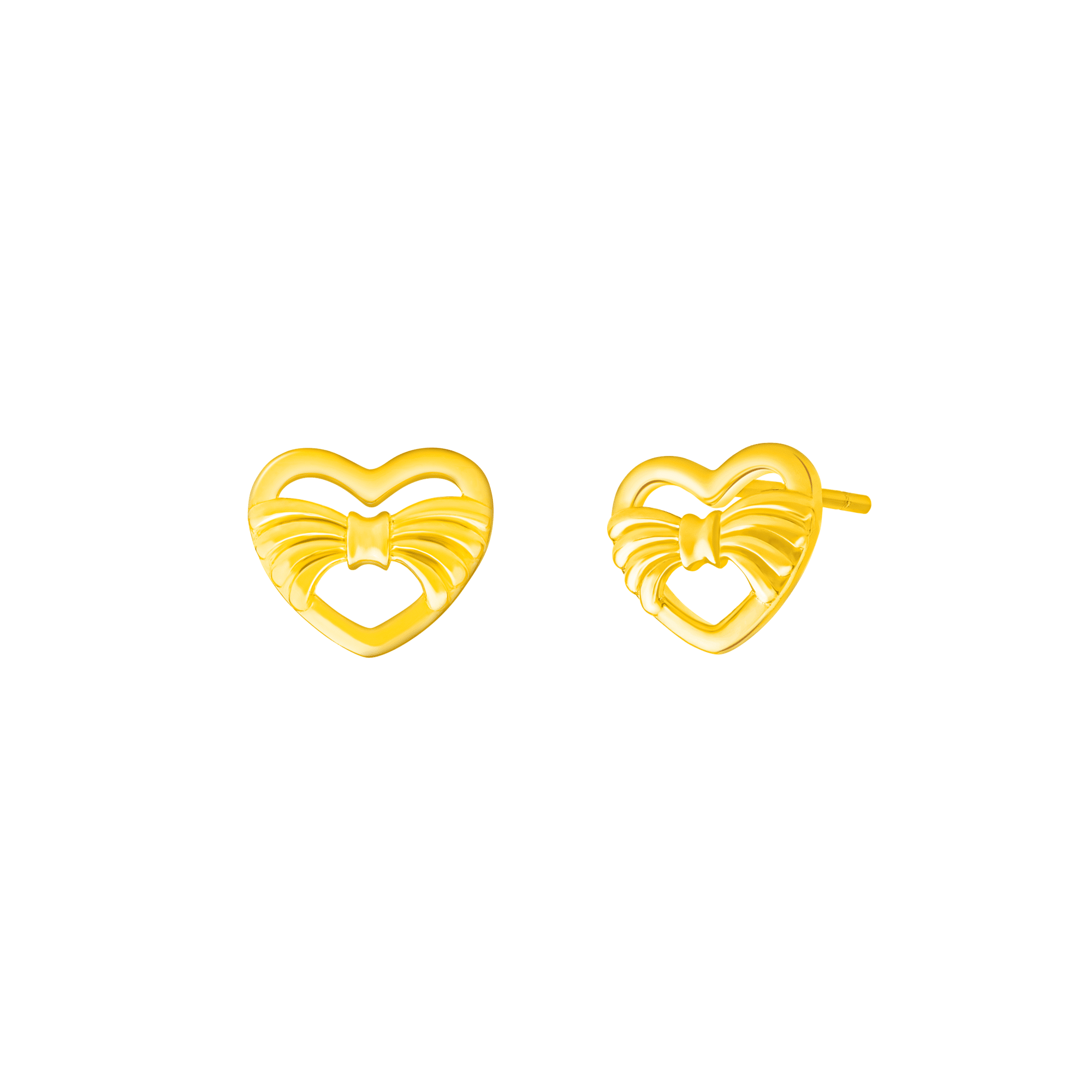Ribbon Heart Earrings in 916 Gold