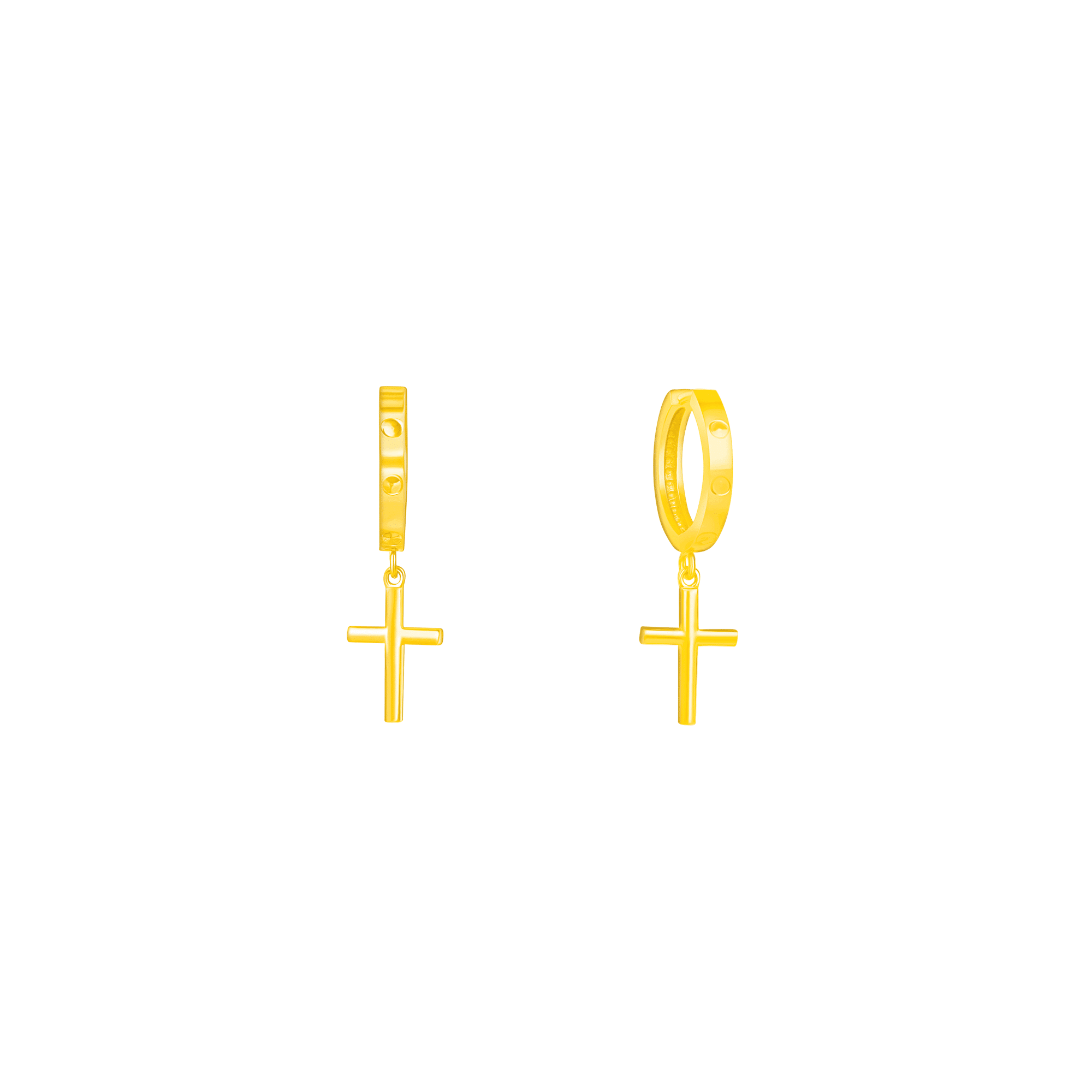 Cross huggie Earrings in 916 Gold