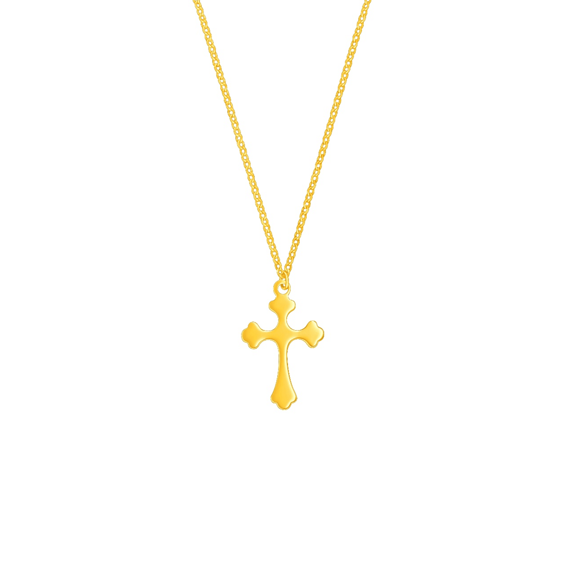 Fantasy Cross Necklace in 916 Gold