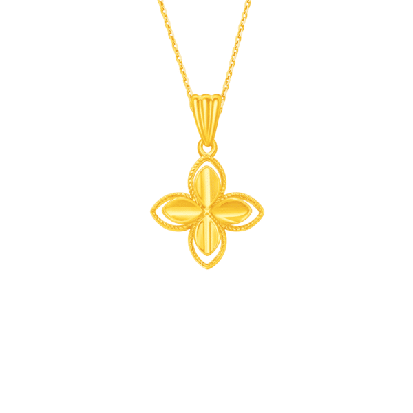 Double Blooms Pendant in 916 Gold