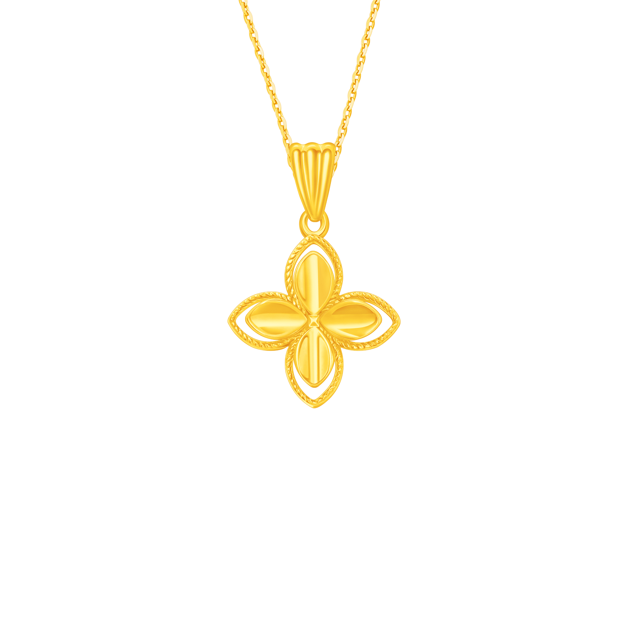 Double Blooms Pendant in 916 Gold