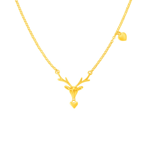 Elk Locket Necklace in 916 Gold