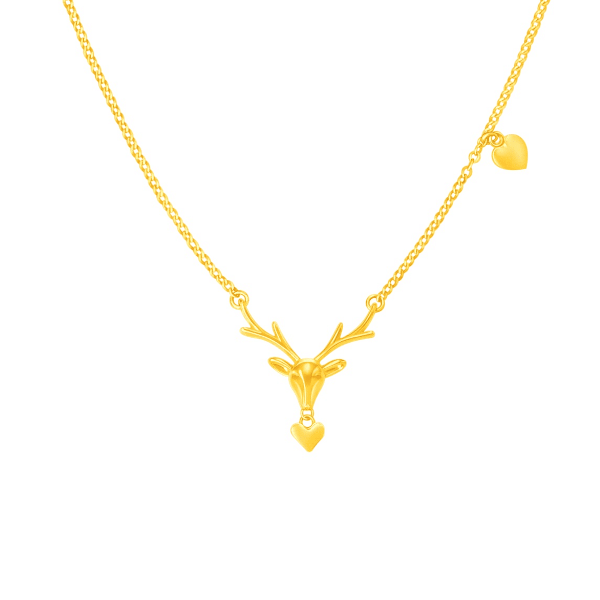 Elk Locket Necklace in 916 Gold