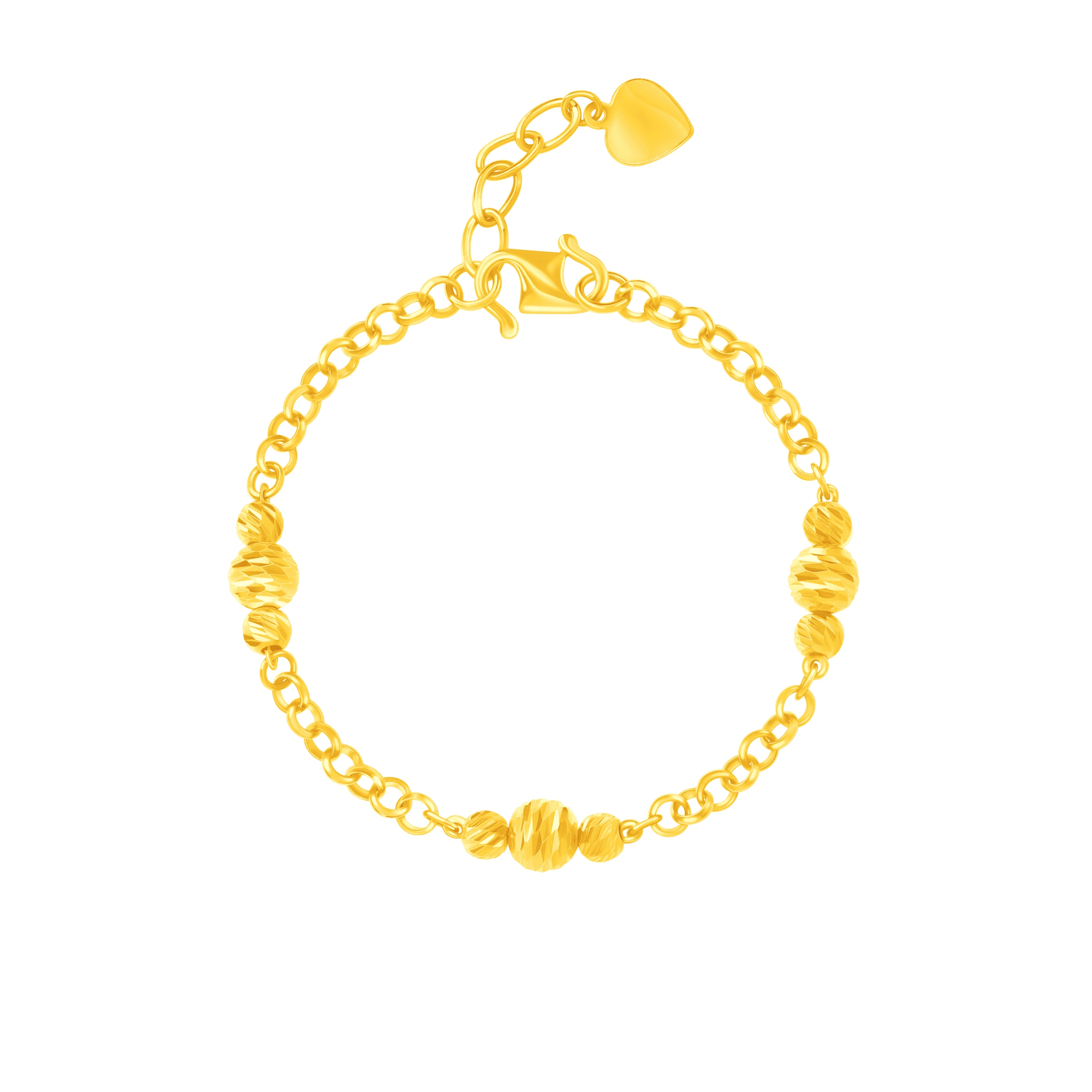 Trio Beads Bracelet in 916 Gold