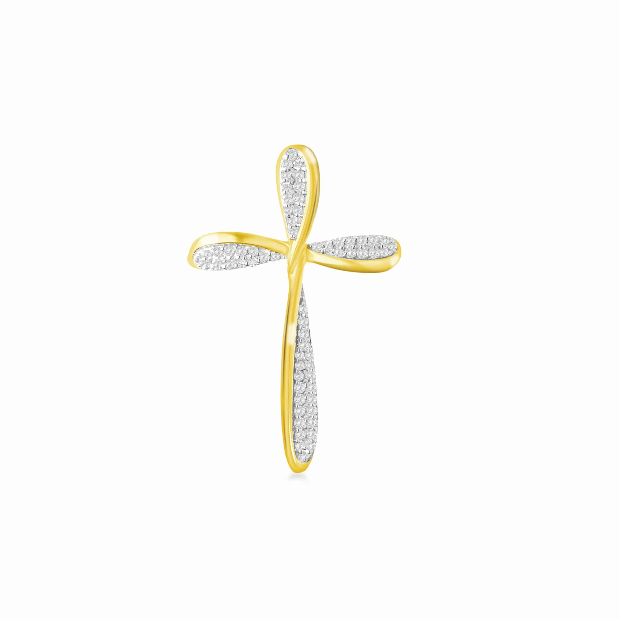 Diamond Cross Pendant in 18K Yellow Gold