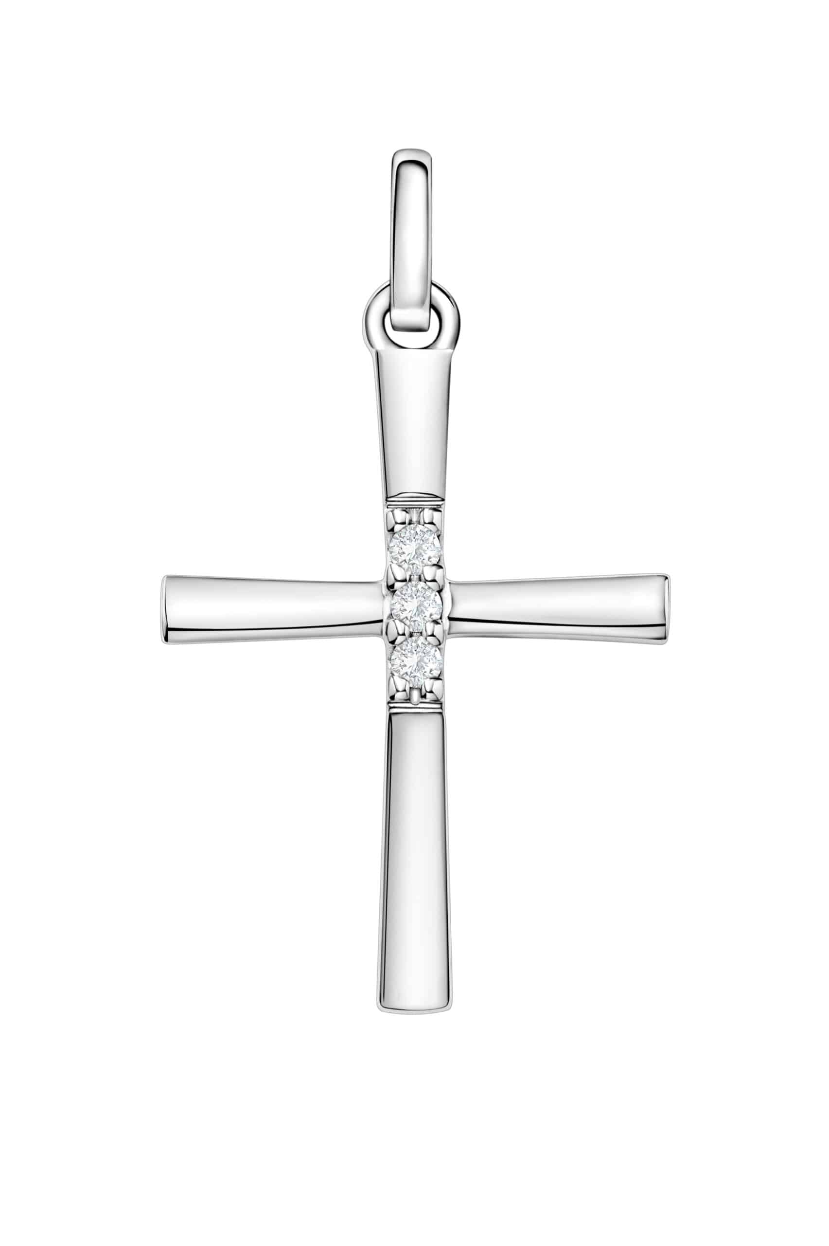 Diamond Cross Pendant in 18K White Gold