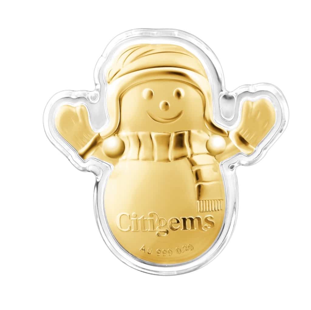 Snowman Gold Coin in 999 Pure Gold