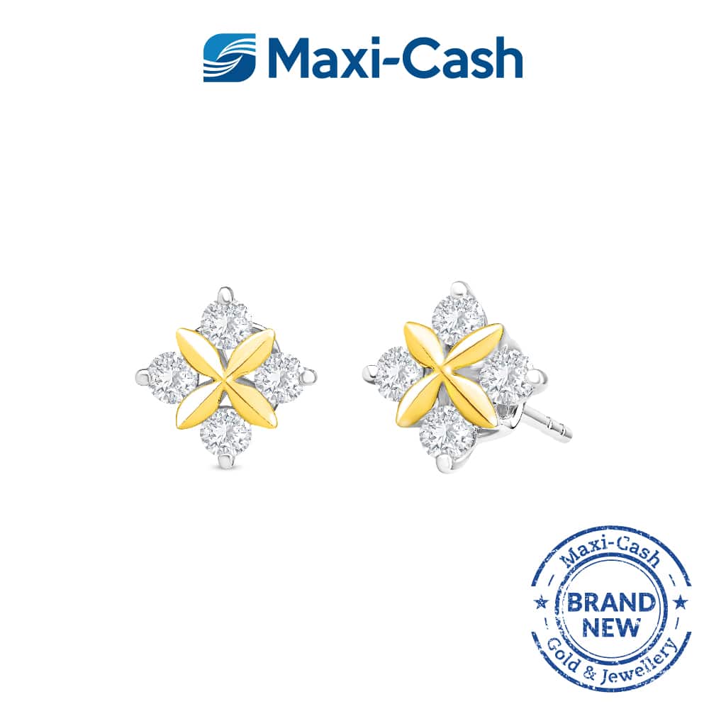 Flower Diamond Stud Earrings in 18K Yellow Gold