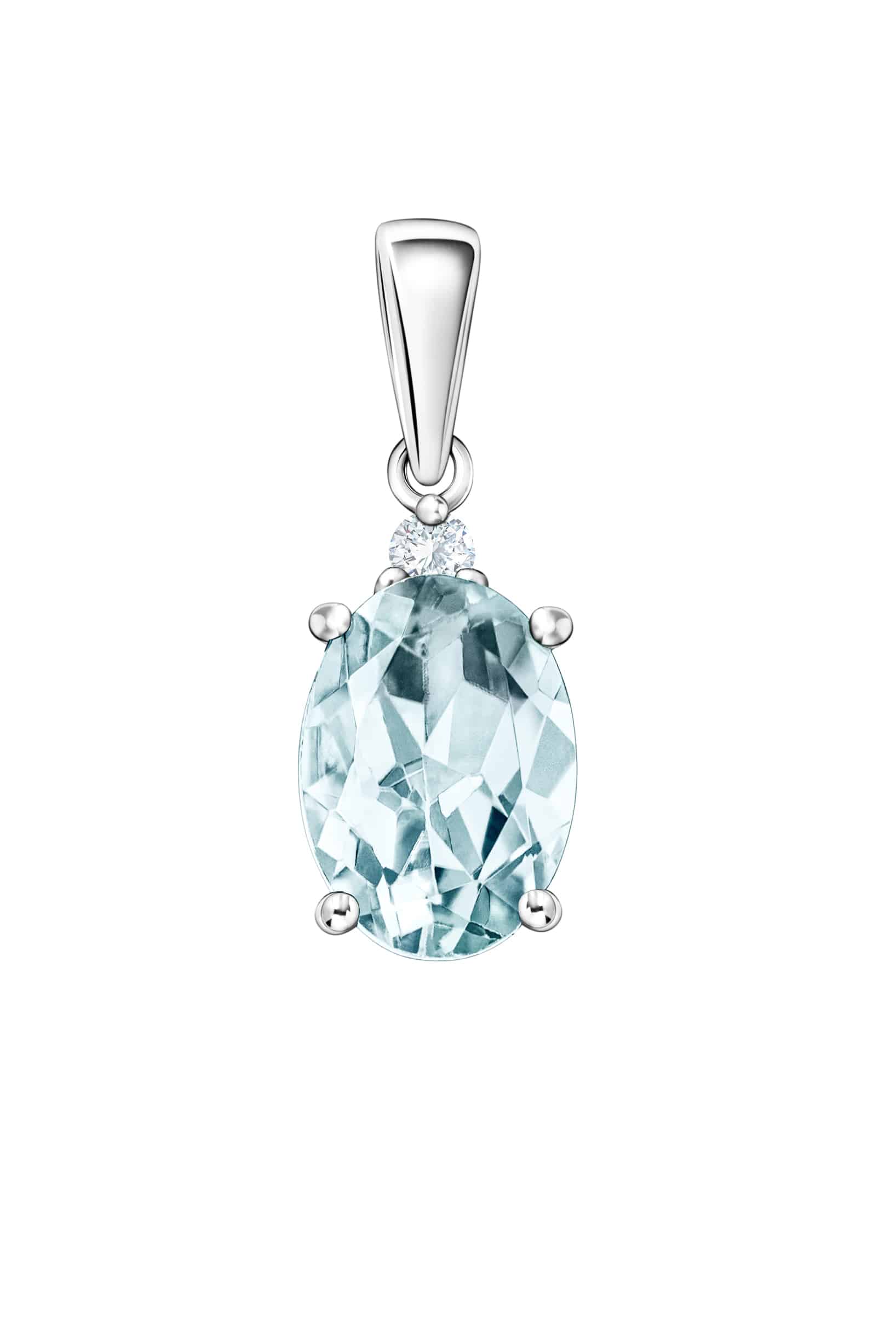 18K White Gold Aquamarine Diamond Pendant