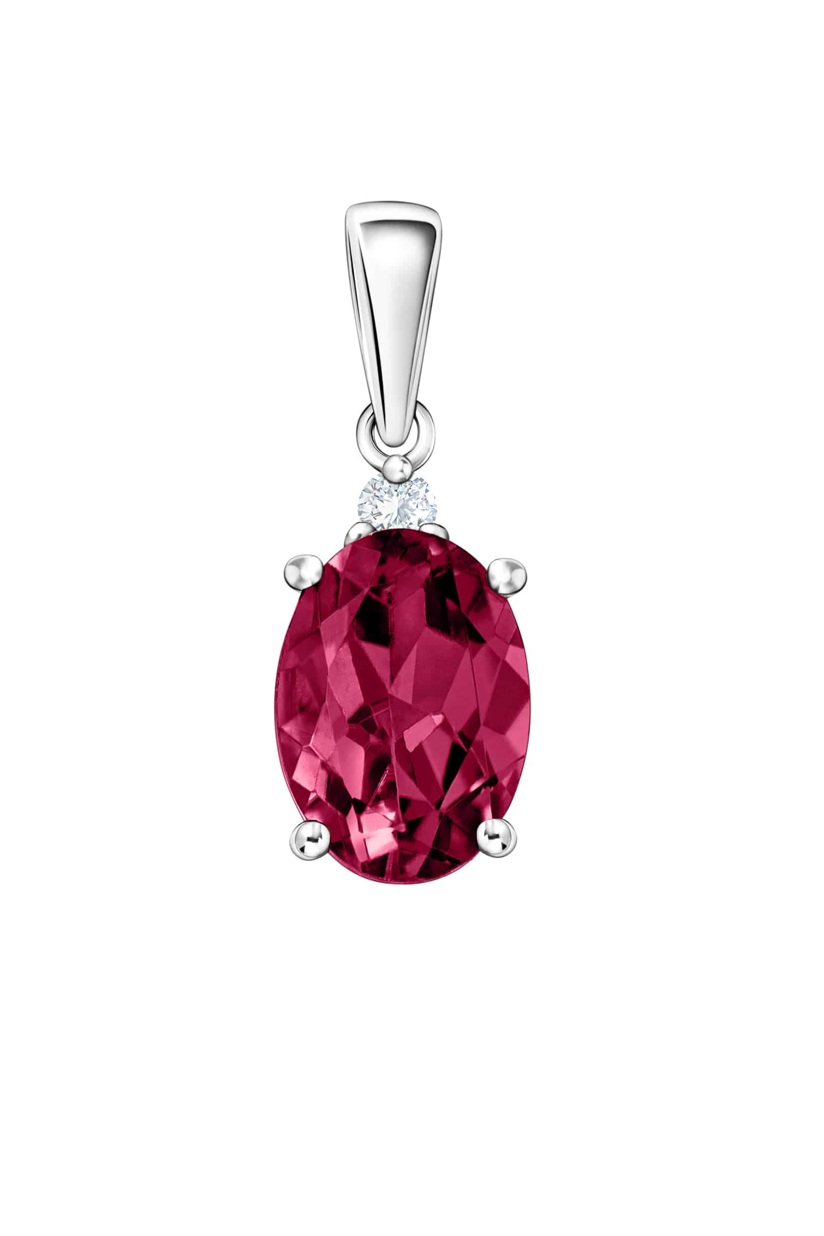 18K White Gold Rhodolite Diamond Pendant