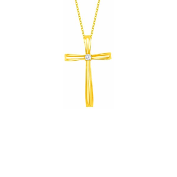 Diamond Cross Pendant in 18K Yellow Gold