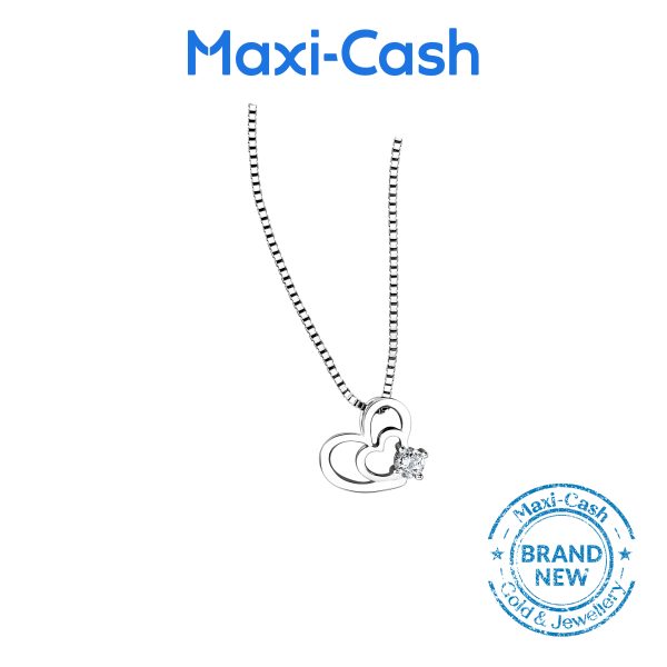 Diamond Interwoven Hearts Pendant in 18K White Gold