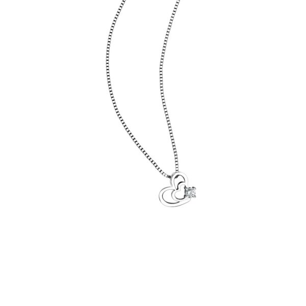 Diamond Interwoven Hearts Pendant in 18K White Gold