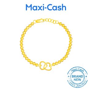 Interwoven Heart Strands Bracelet in 916 Gold