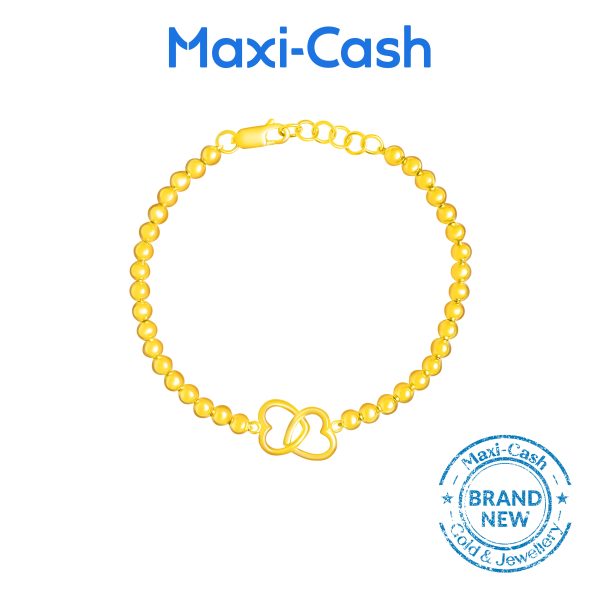 Interwoven Heart Strands Bracelet in 916 Gold