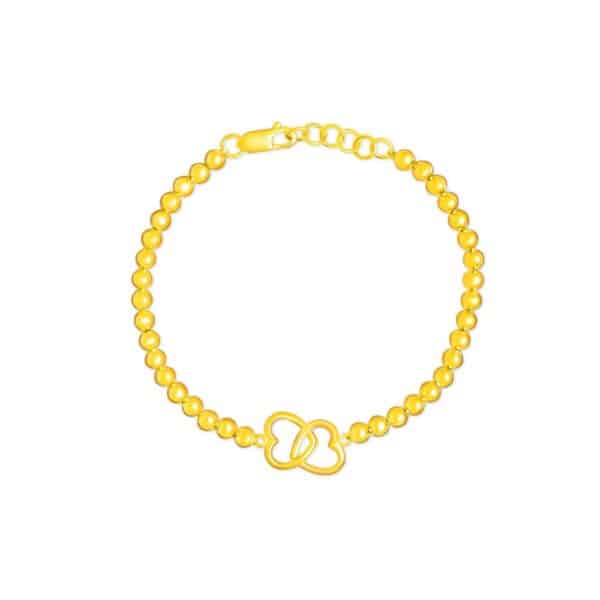 Interwoven Heart Strands Bracelet in 916 Gold