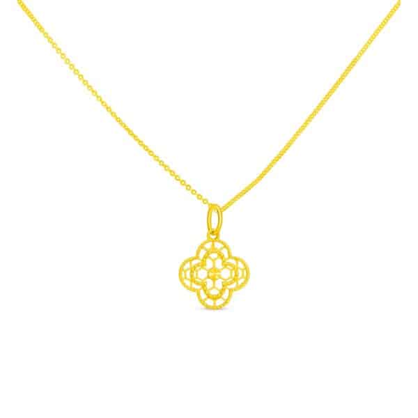 Deux Fleur Pendant in 916 Gold