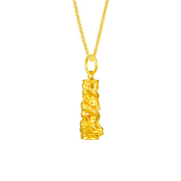 Majestic Dragon Pillar Pendant in 916 Gold