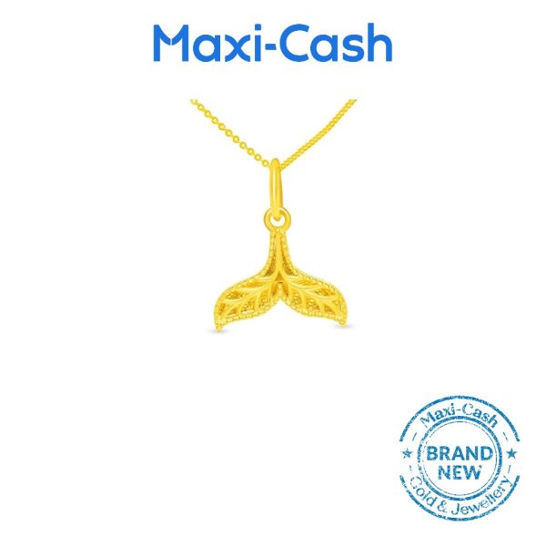 Whimsical Whale Tail Pendant in 916 Gold