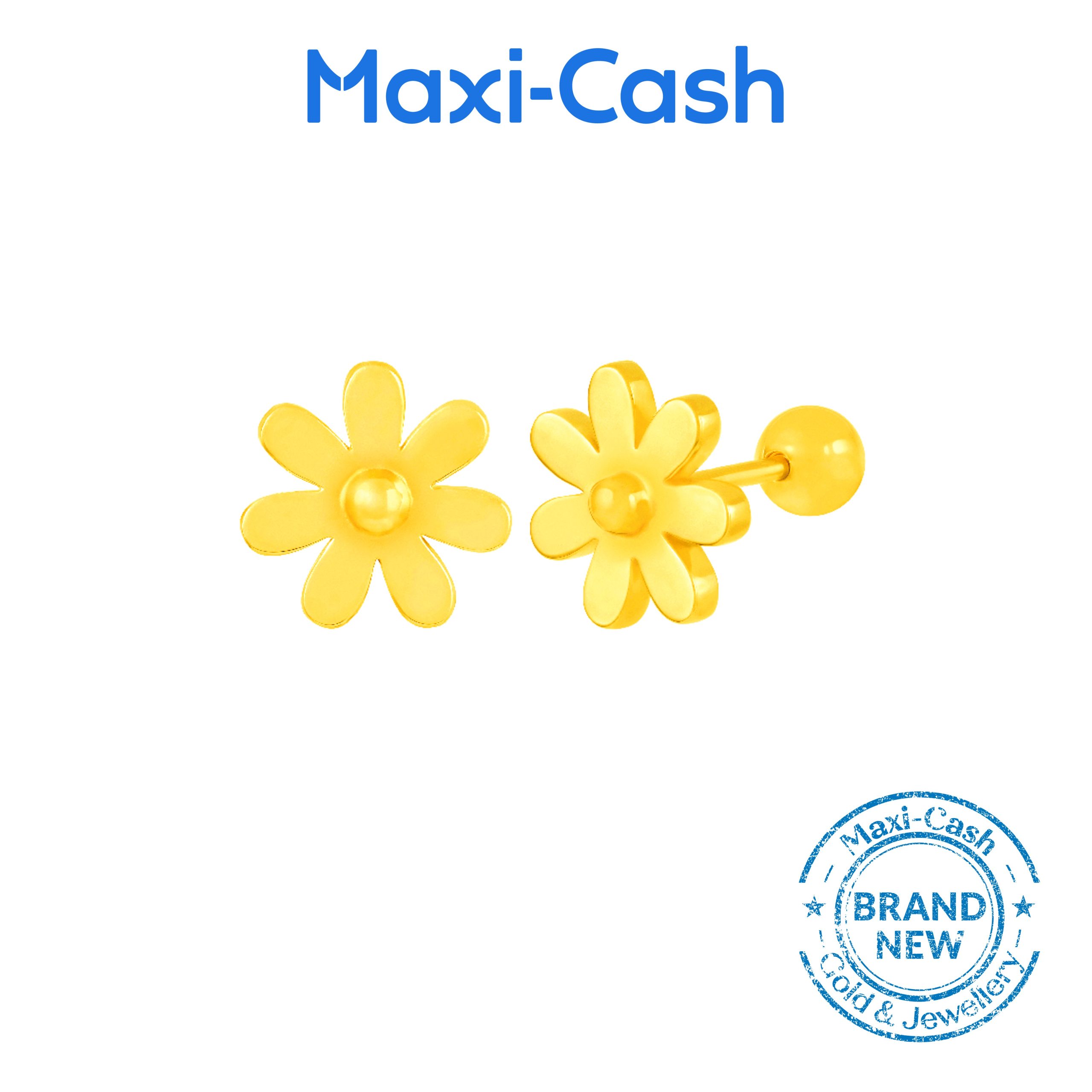 Chic Daisy Flower Earrings in 916 Gold