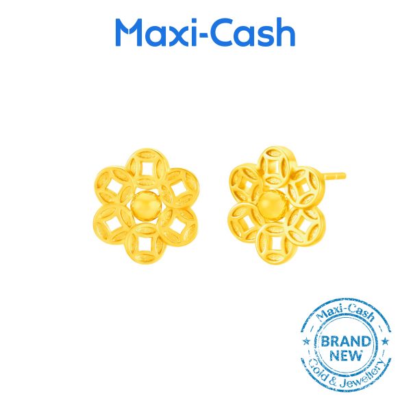 Fortune Floral Earrings in 916 Gold