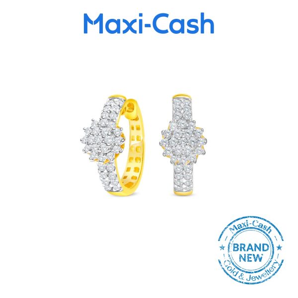 Diamond Sun Burst Earrings in 18k Yellow Gold