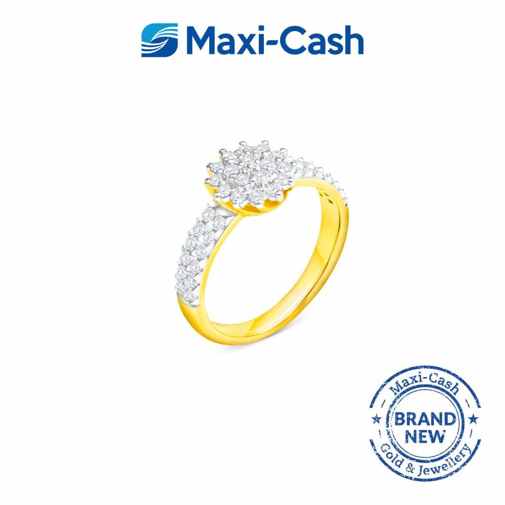 Diamond Sun Burst Ring in 18k Yellow Gold