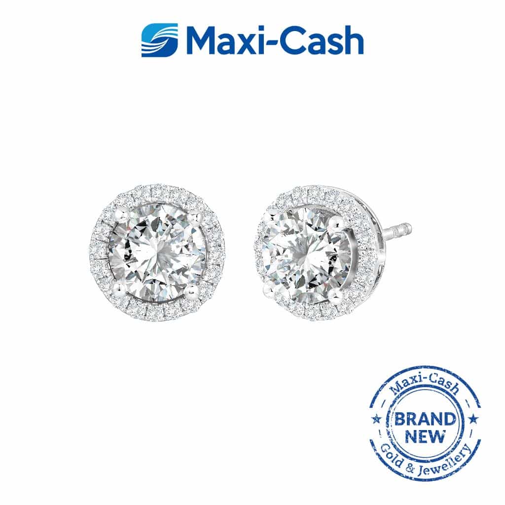 True Carat Diamond Nuevo Radiance Round Earrings in 18k White Gold