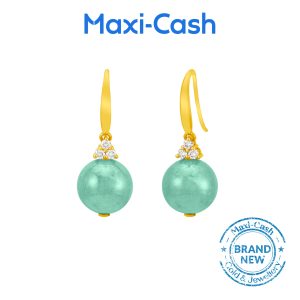 Bead Drop Jade Earrings in 18K Yellow Gold