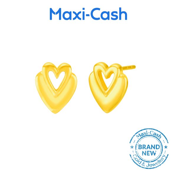 Double Hearts Earrings in 916 Gold