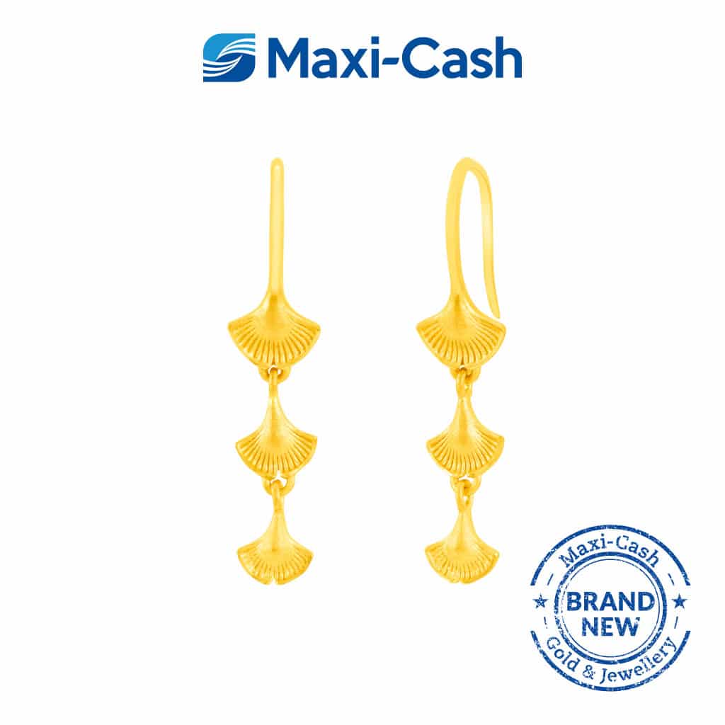 Ginkgo Leaf Earrings in 999 Gold