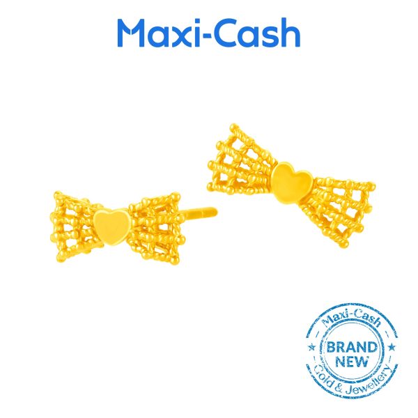 Heartfelt Bow Earrings in 916 Gold