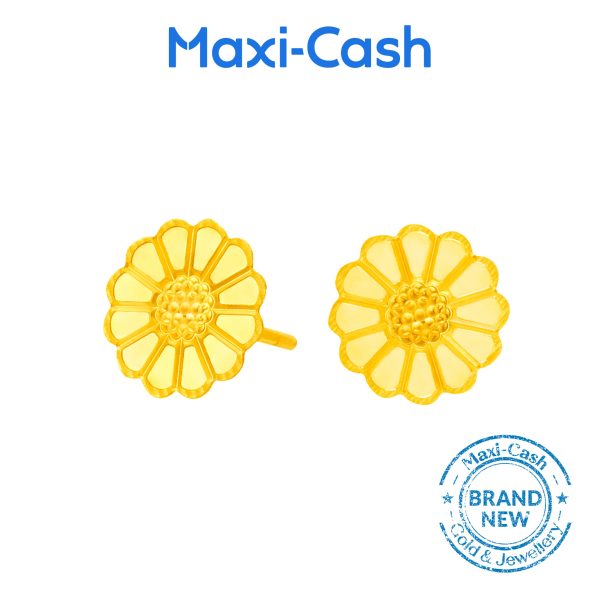 Gold Gerbera Earrings in 916 Gold