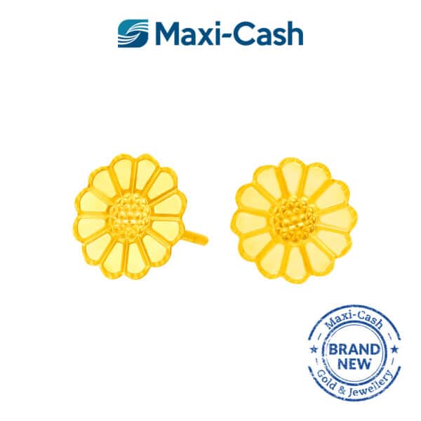 Gold Gerbera Earrings in 916 Gold