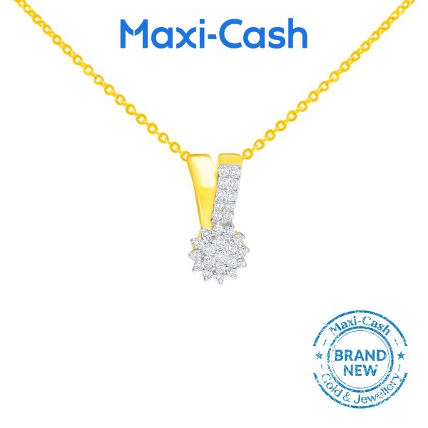 Diamond Sun Burst Pendant in 18k Yellow Gold