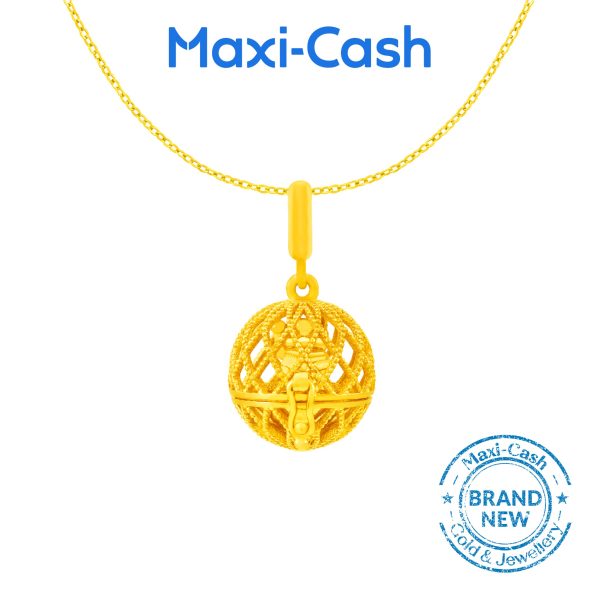 Fortune Cat Locket Pendant in 916 Gold