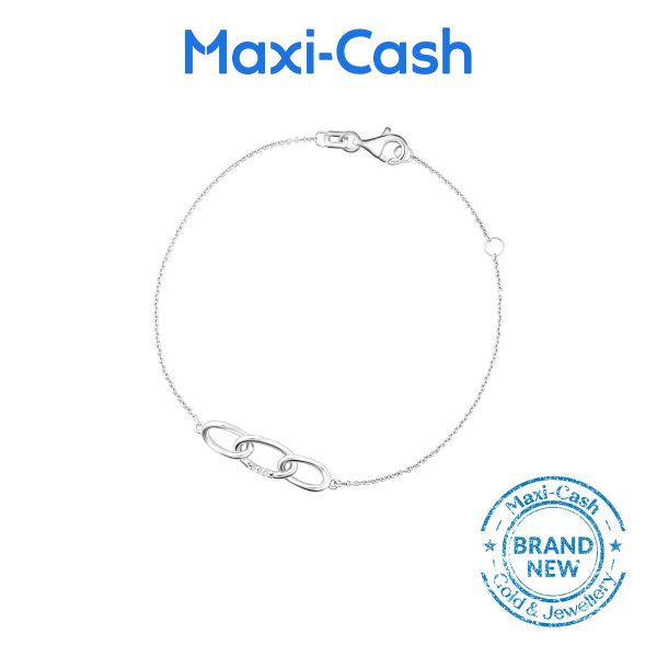 Diamond Trinity Links Bracelet in 14k White Gold